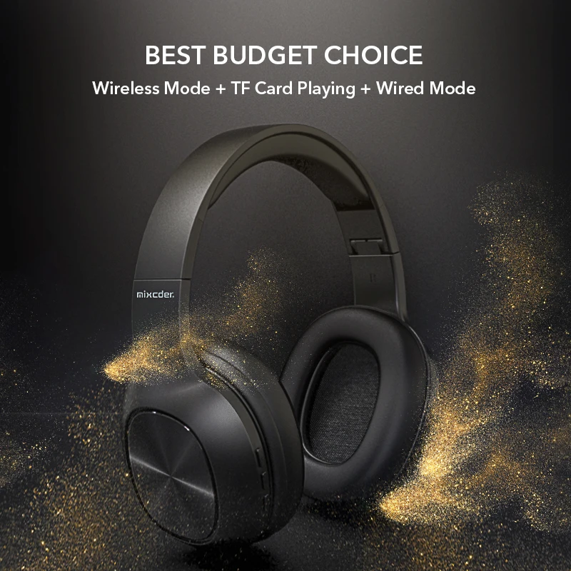 Tanie Mixcder HD901 słuchawki bezprzewodowe Bluetooth słuchawki douszne z mikrofonem karta TF do telefonu muzyka składane regulowane słuchawki