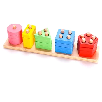 

Wooden Educational Geometric Toys Preschool Learning Shape Color Recognition Geometric Stacking Blocks Children's Geometric Clas