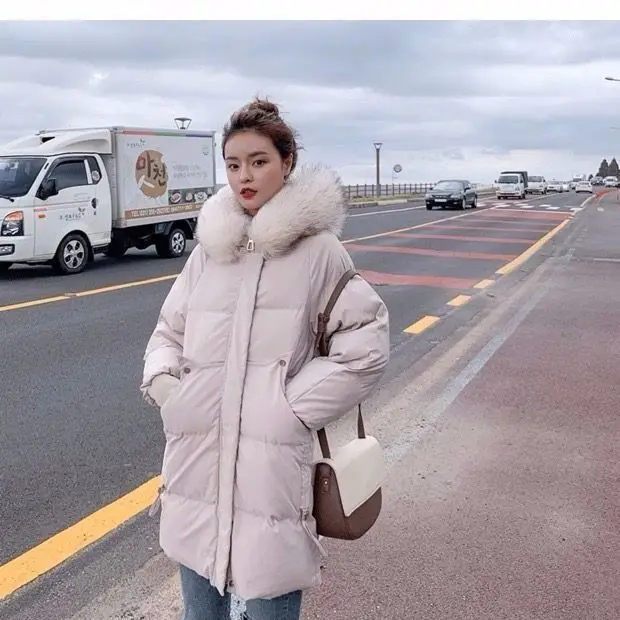 

New bread jacket padded winter jacket jacket large fur collar down cotton-padded jacket