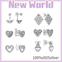 

Hot style 100% 925 Sterling Silver Perfect Original Pandora Earrings with Classic Character Silver DIY Earring Jewelry for women