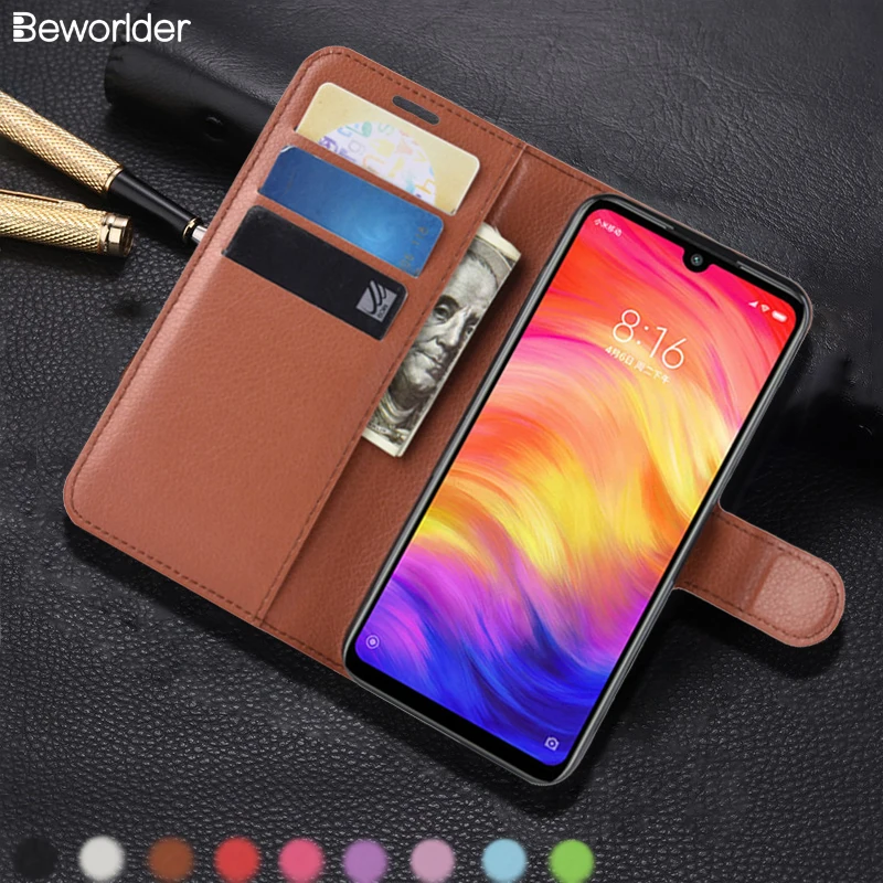 Кожаный чехол для Xiaomi Redmi Note 7 из искусственной кожи с отделениями карт рисунком