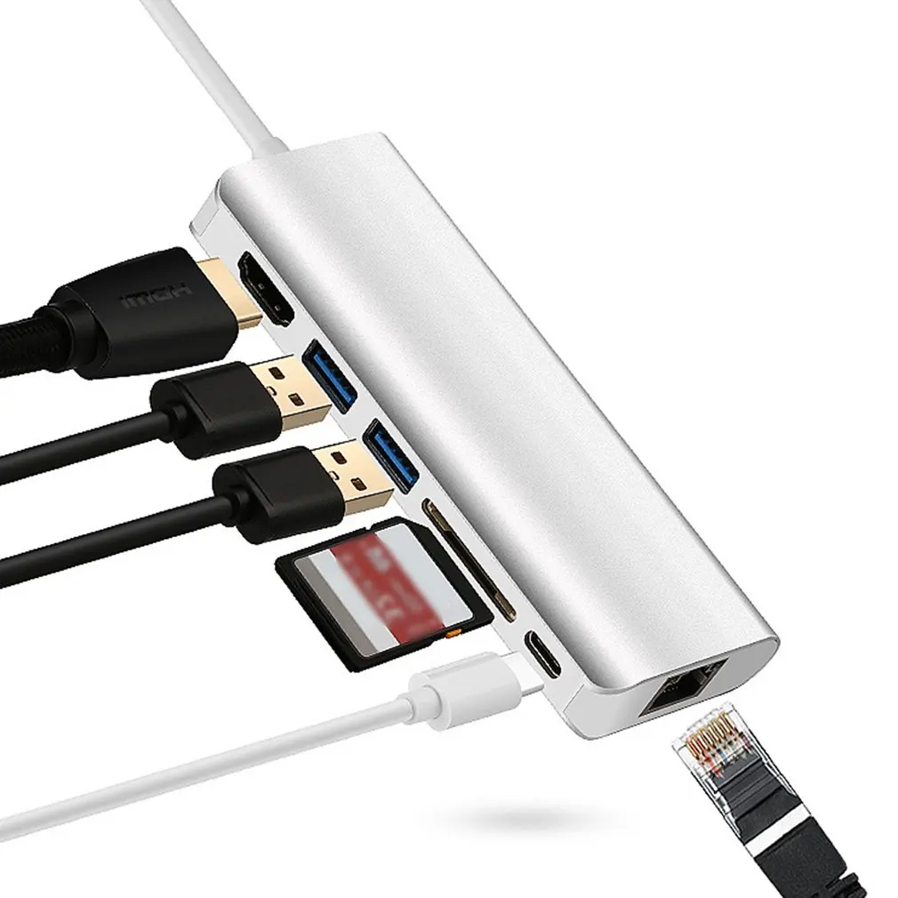 Тип C 3,1 PD зарядки RJ45 сетевой порт тип-c до 4K HDMI USB3.0 концентратор адаптер конвертер для Mac OS
