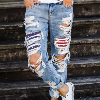 

Adisputent New Hole Jean Women Sexy Skinny Destroyed Ripped Hole Denim High Waist Stretch Jeans Slim Pencil Pants Denim Trousers