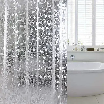 

Bathroom Shower Curtain Mould-proof Thicken Partition Curtains Set Punchless Waterproof Translucent Shower Cover
