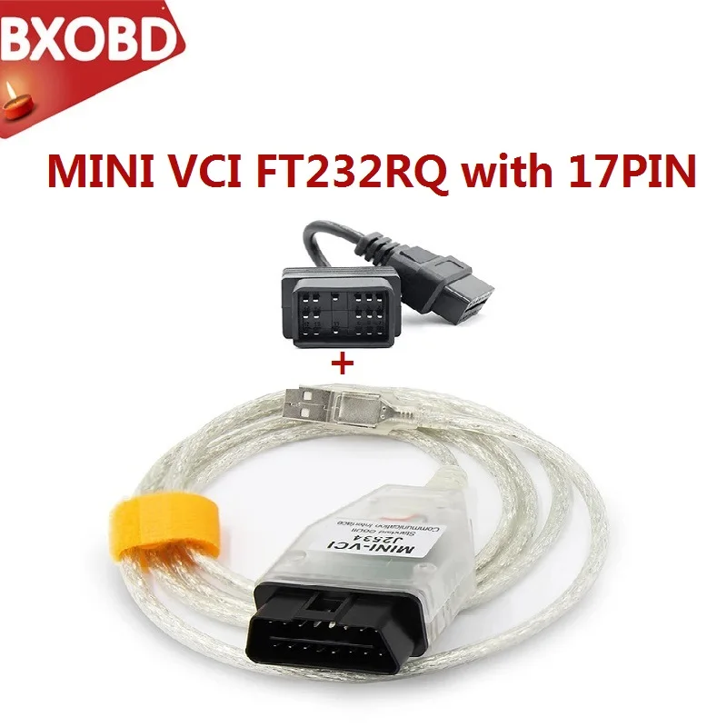 Диагностический кабель интерфейса сканера MINI VCI V14.20.019 FTDI FT232RQ SAE J2534 MINIVCI TIS Techstream