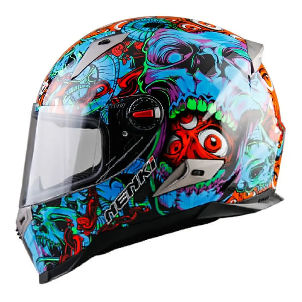 NENKI мотоциклетный шлем гоночный уличный мото Casco Touring мотоциклетный шлем для мужчин и женщин чоппер Скутер круизер анфас шлем ECE - Цвет: Blue Skeleton