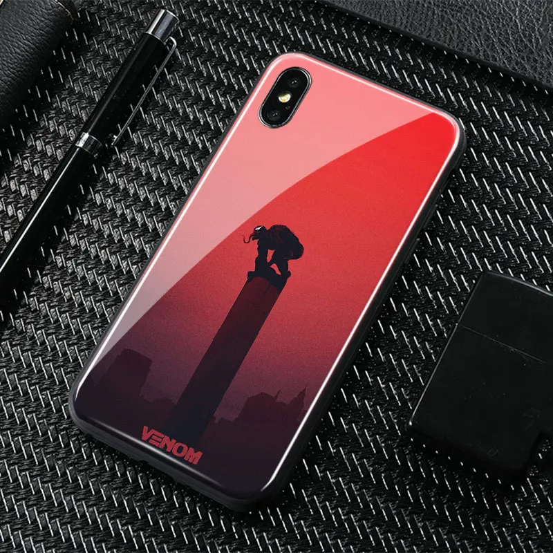 Venom дизайн плакат закаленное стекло Мягкий силиконовый чехол для телефона чехол для iPhone 6 6s 7 8 Plus X XR XS 11 Pro MAX - Цвет: E317