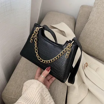 

New crocodile texture bag female 2020 new fashion armpit bag Korean version of the retro shoulder chain bag