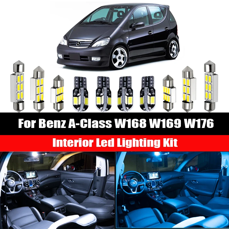 Kit d'ampoules LED pour Mercedes Benz classe A W168 W169 W176 Canbus,  intérieur, dôme, lecture de carte, coffre de vanité, miroir, 1997 – 2018