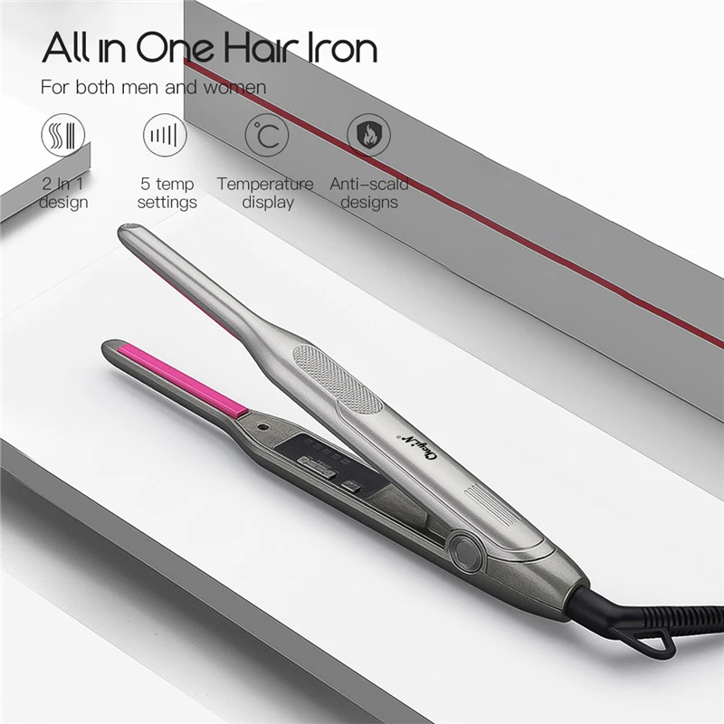 Professional Mini Hair Straightener Unisex Ceramic Curling Wand Short Hair Curler Waver Fast Heat Narrow Plate Flat Iron Curls