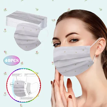 

10/20/30/40pc Mascarillas Adulto Masks Four-layer Disposable Breathable Face Mask Printing Nonwove Mascherine Windproof Masque