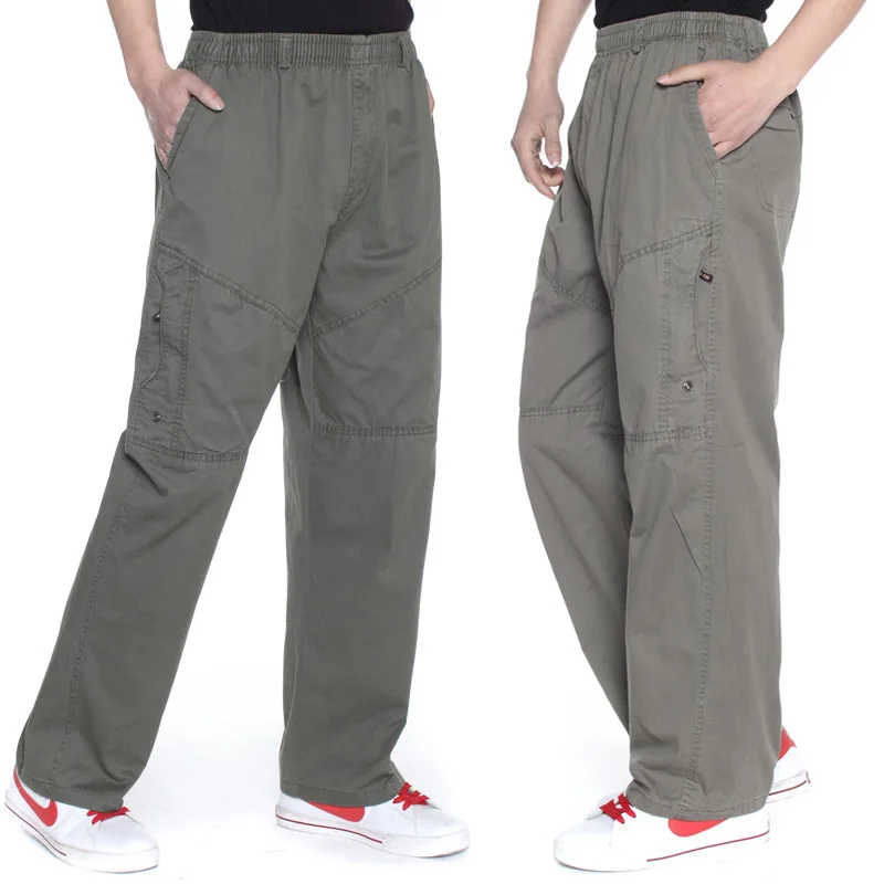 

Spring Loose Casual Pants MEN'S Overalls Plus-sized Lard-bucket Middle-aged Pants Spring And Autumn