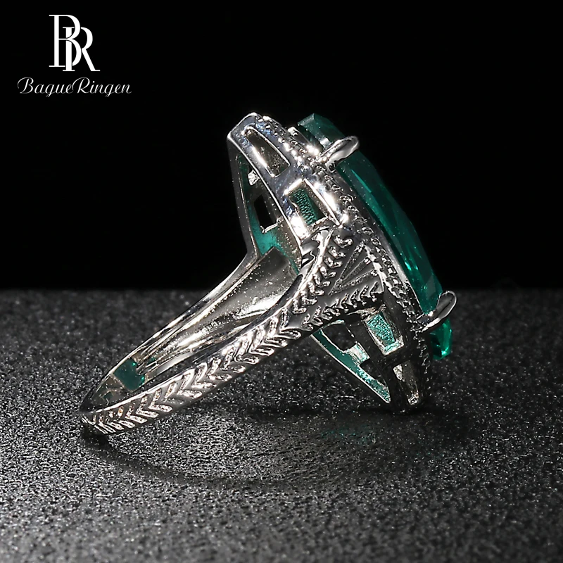 Bague Ringen, оливковая форма, серебро 925, Ювелирное кольцо с камнями для женщин, изумрудно-зеленый, нежный индивидуальный подарок