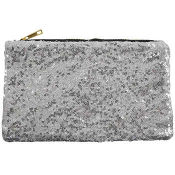 

Party Evening Bag Dazzling Sequins Handbag Wallet Purse Glitter Spangle Clutch Silver