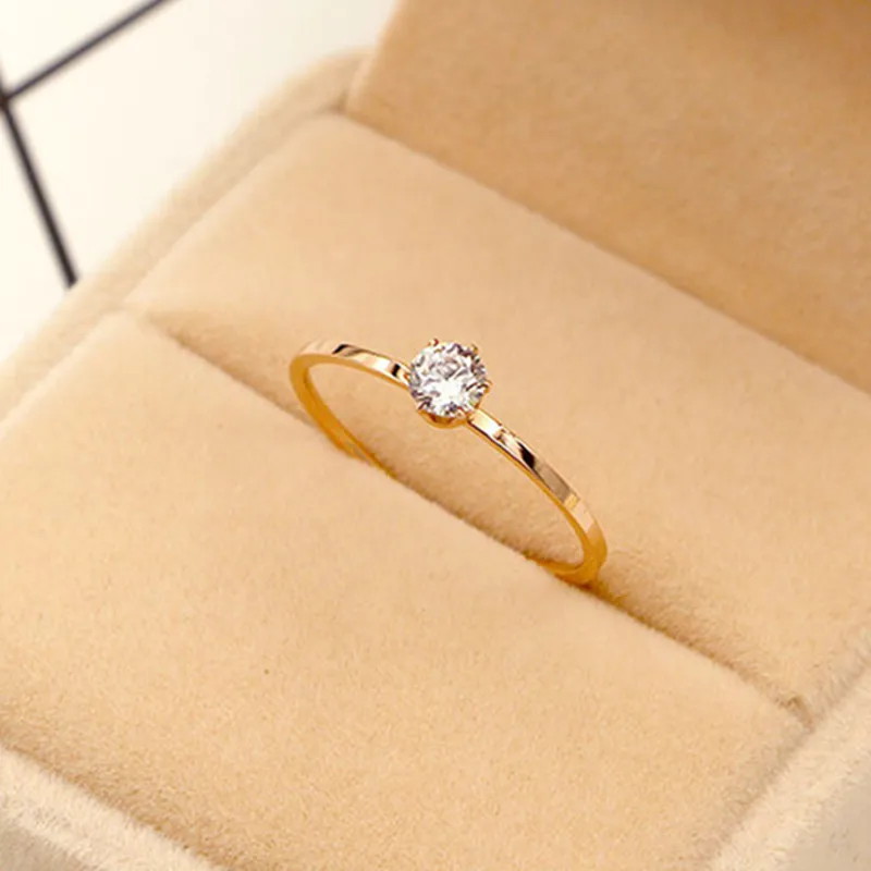 Wedding Rings Womens Ring Couple Rings Cubic Zircon Ring Finger Rings Jewelry Rings Ring Jewelry Love Jewelry Titanuim Steel Rose Gold Color Ring CZ Crystal Ring Women Couple Finger Rings Wedding Size 3-10 KK005-6