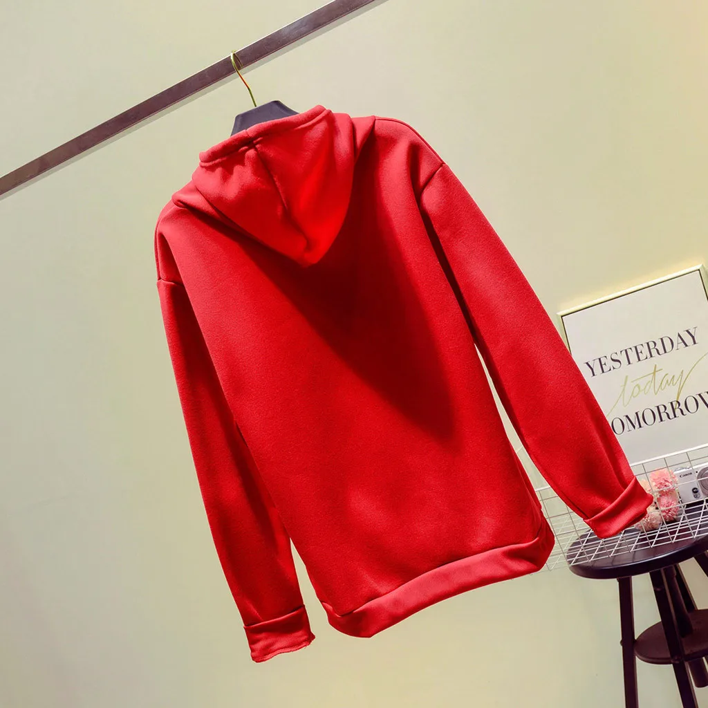 Jaycosin Fashion Autumn Women Loose Character Hoodie Pocket Sweatshirt Stylish Long Sleeve Comfortable Casual Pullover Top 107#4