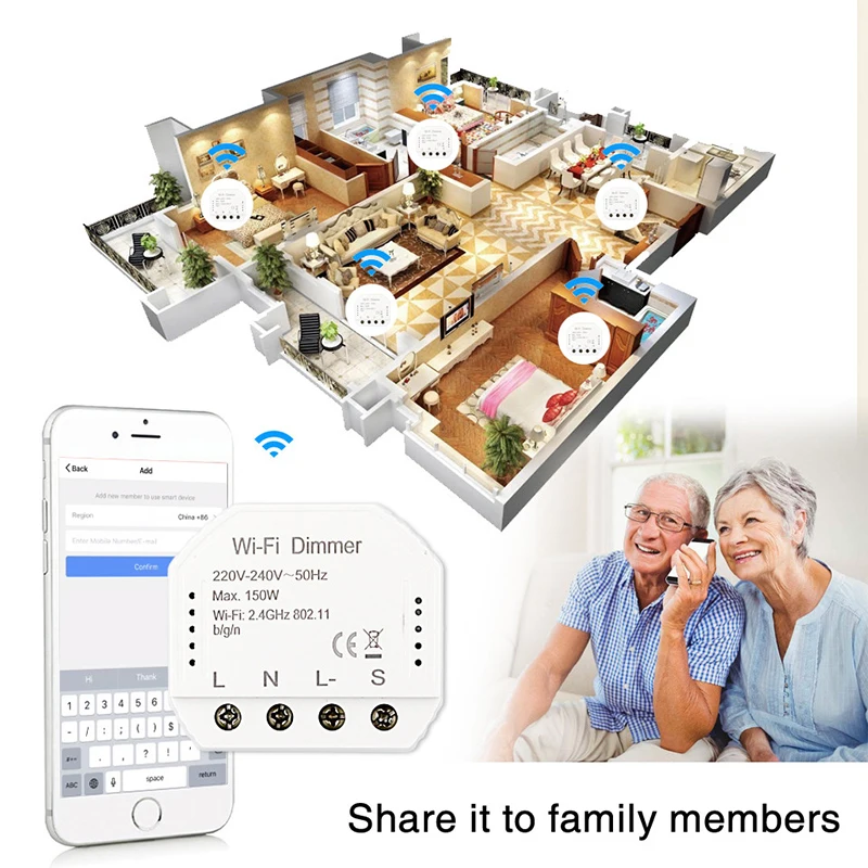 DIY Smart WiFi Light LED Dimmer Switch Smart Life/Tuya APP Remote Control 1/2 Way Switch,Works with Alexa Echo Google Home