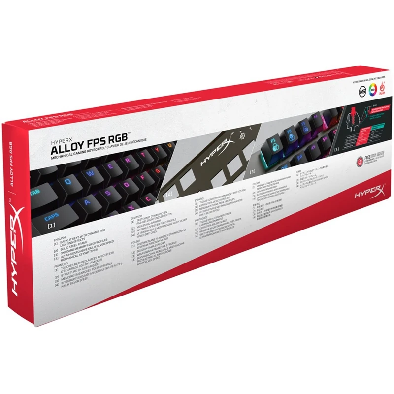 Клавиатура HyperX Alloy FPS RGB HX-KB1SS2-RU механическая, Kailh Silver Speed, USB, подсветка RGB, цвет: черный