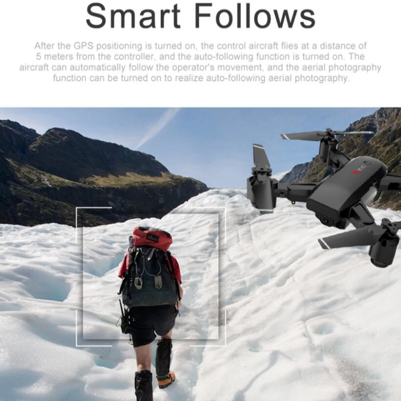 Professional Level Foldable Dual GPS Smart Follow Me RC Drone 5G 1080P Wide WIFI Camera Multi-Point Flight Radio Control Drone