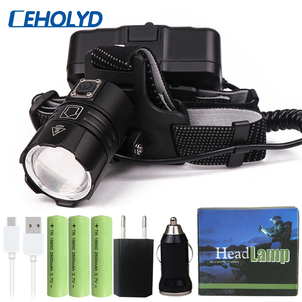 

2019 Powerful 4291lm XHP70 XHP50 Led Headlamp Headlight Zoom Head Lamp Flashlight Torch 18650 battery USB Rechargeable Lantern