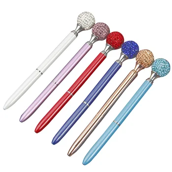 

6pcs Ball-point Pens Bling Bling Metal Rhinestone Ball Durable Writing Pen Signature Pen for Office Company School