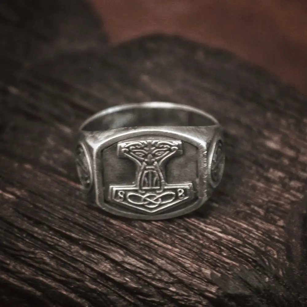 EYHIMD нордический Тор молоток перстень кольца для мужчин Викинг языческий Mjolnir защитное кольцо норвежский амулет ювелирные изделия