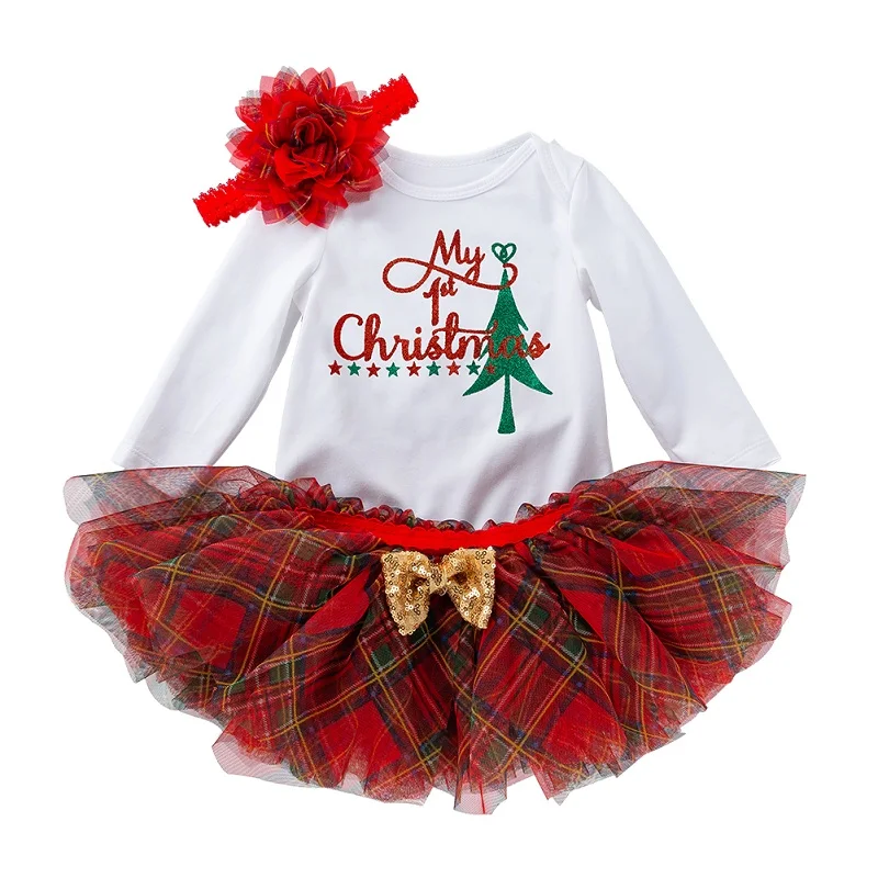 Рождественская одежда для маленьких девочек; модная клетчатая юбка; одежда для малышей; Рождественский комплект одежды для девочек; одежда для маленьких девочек для фотосессии - Цвет: B