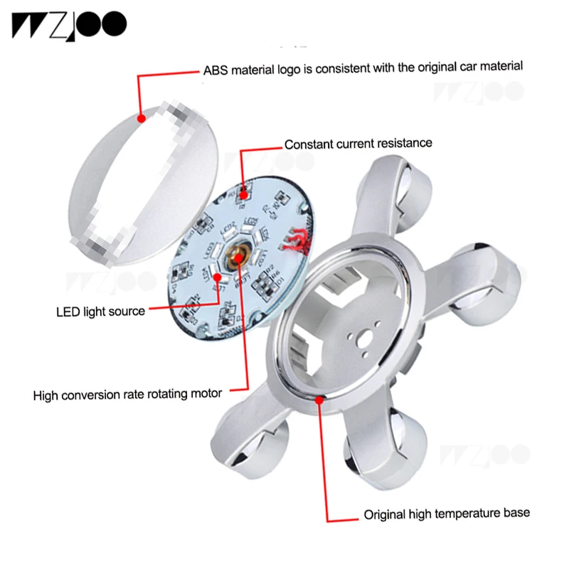 Led Floating Wheel Cap Hub Light forVW Scirocco GOLF 7 Golf 6 PoloGTI Tiguan Audi A4L A6L Q5 A3 Q3 Q7 TT A5 forToyota RAV4 Benz