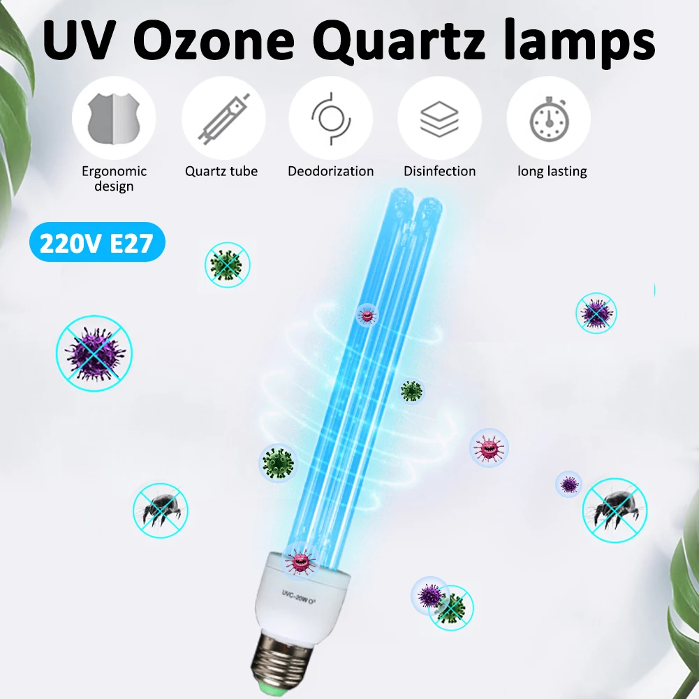 Lâmpada de Ozônio Base para Desinfectar Quartzo Esterilização Germicida Lâmpada Luz Ultravioleta E27 Bacteriana Uvc Cfl 7 Ferram. atividade ar livre