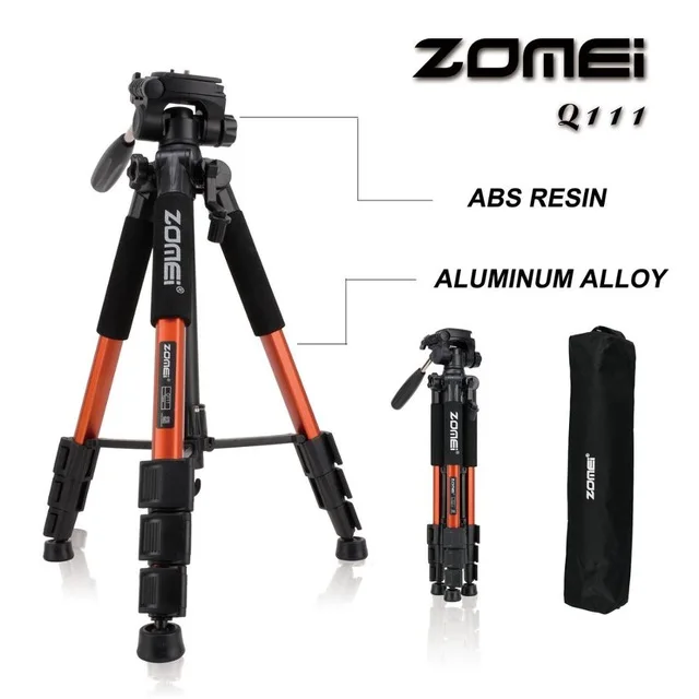 ZOMEI Q111 Профессиональный портативный алюминиевый штатив для путешествий и панорамная головка для SLR DSLR цифровой камеры три цвета - Цвет: Orange
