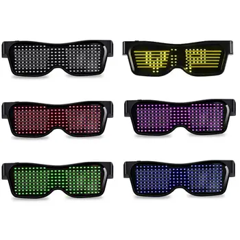 

Bluetooth Growing glasses LED Party Glasses with Customized Languages USB Rechargeable Luminous Eyewear for Christmas Concert