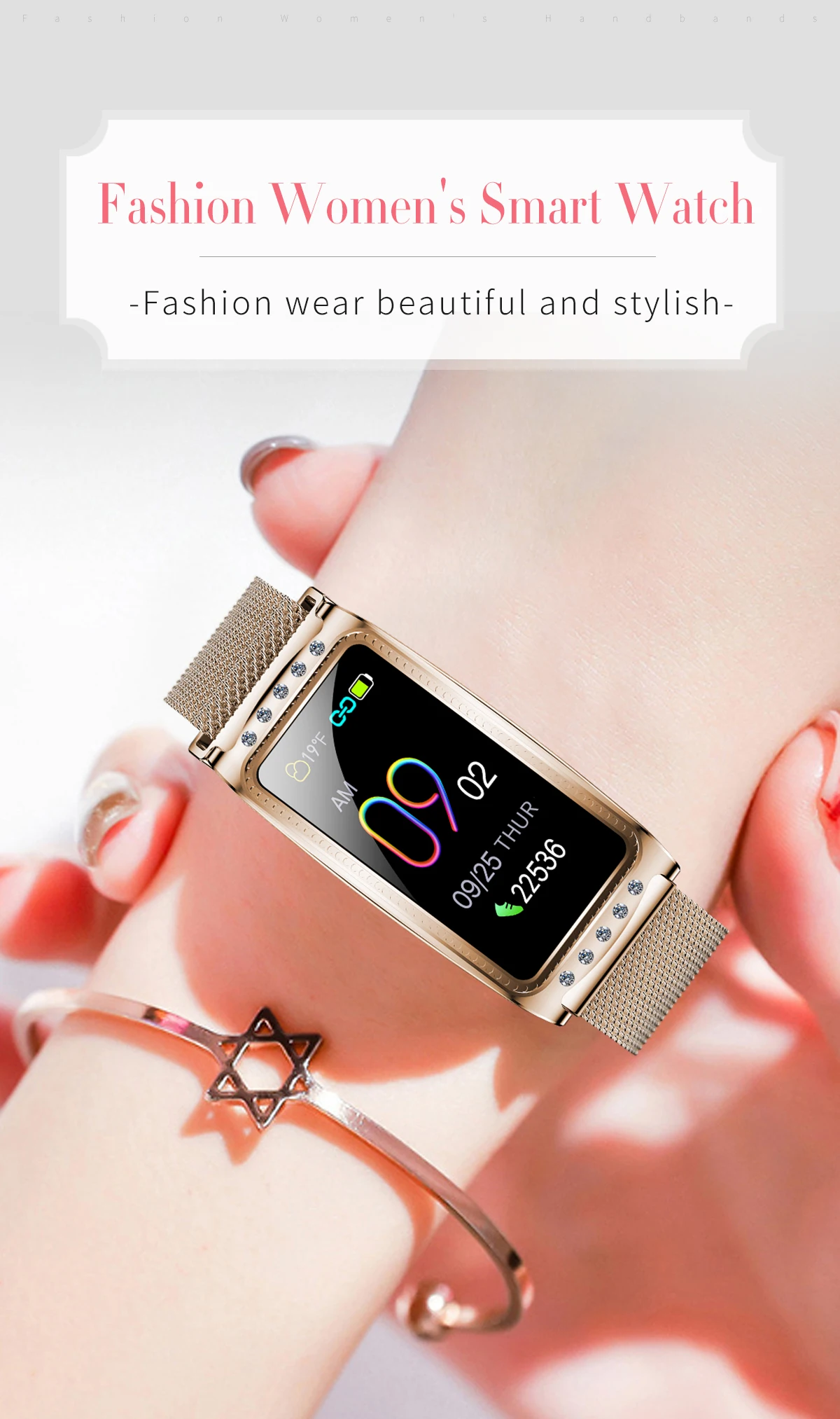 Женский умный Браслет F28, измерение артериального давления, спортивные часы, модные фитнес-трекер, браслет для здоровья, для Android и IOS
