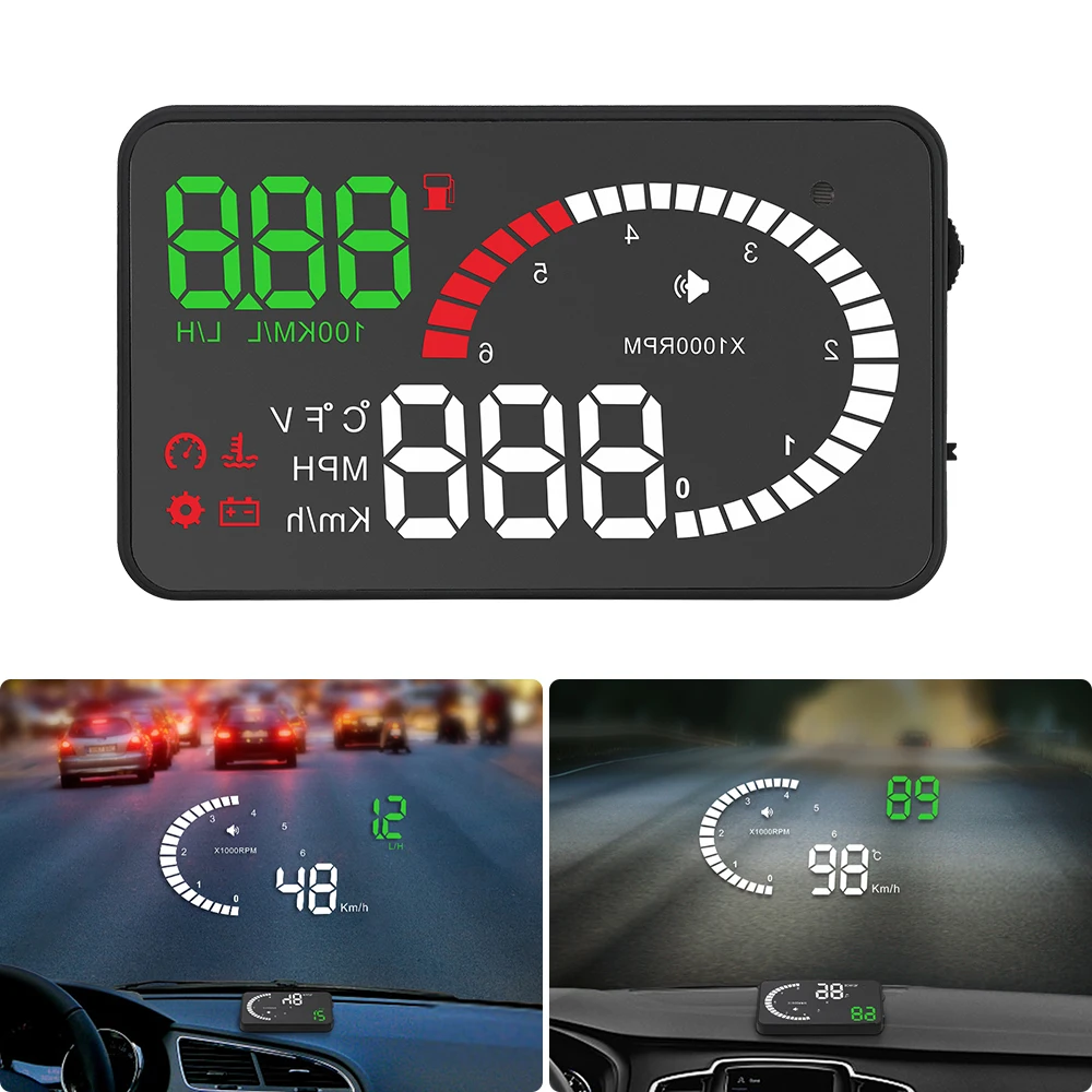 Автомобильный дисплей OBD2 HUD 3," светодиодный проектор на ветровом стекле OBD сканер скорости топлива Предупреждение сигнал тревоги данные диагностический инструмент