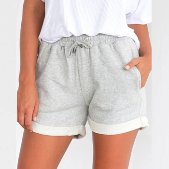 

Womems Summer Loose Shorts High Waist Plus Size Sports Athletic Cotton Shorts Female Home Elastic Waist Shorts with Pockets