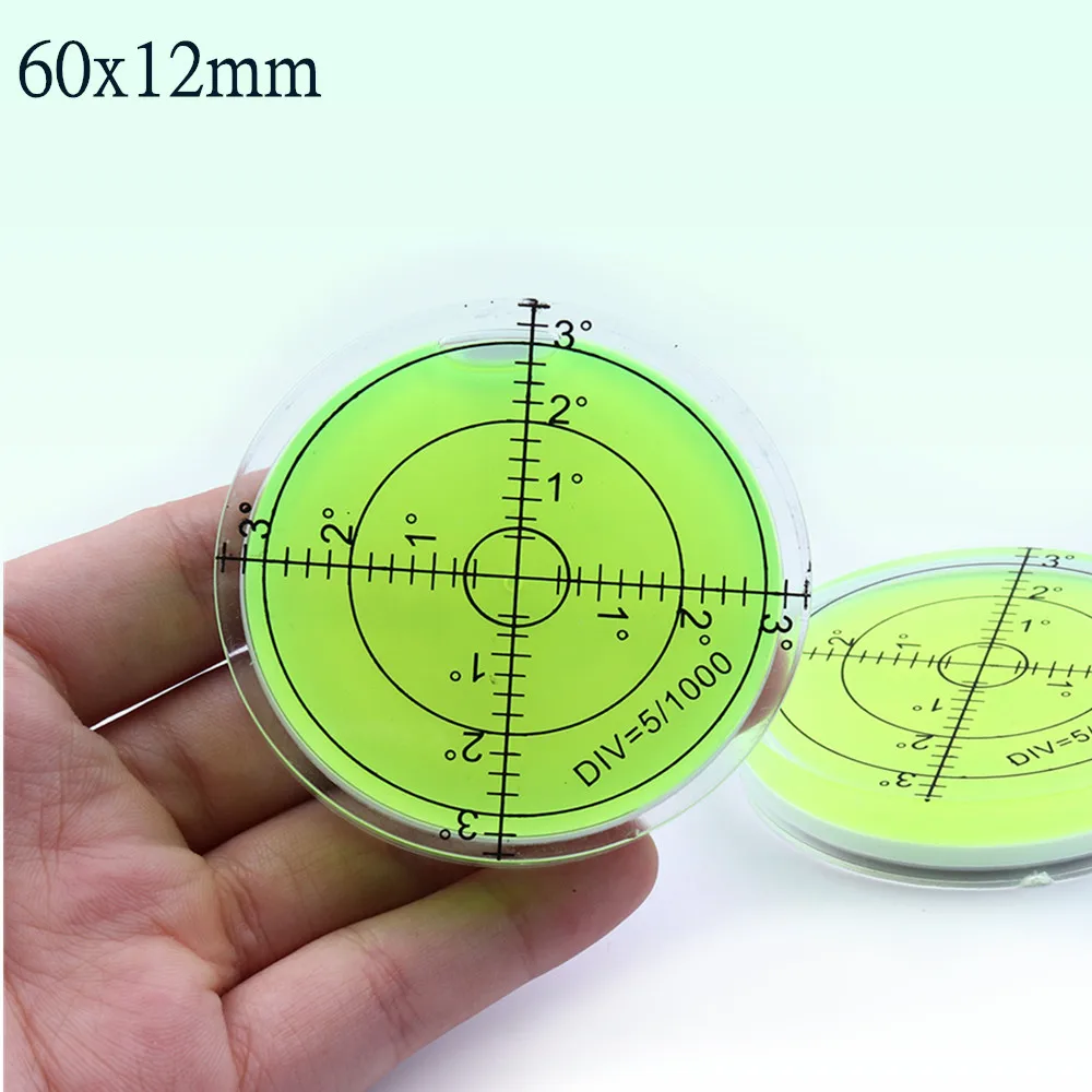 

Accuracy Spirit Level Diameter 60mm Green Round PMMA Material Universal Bubble Level For Adjusting Level Of Surface