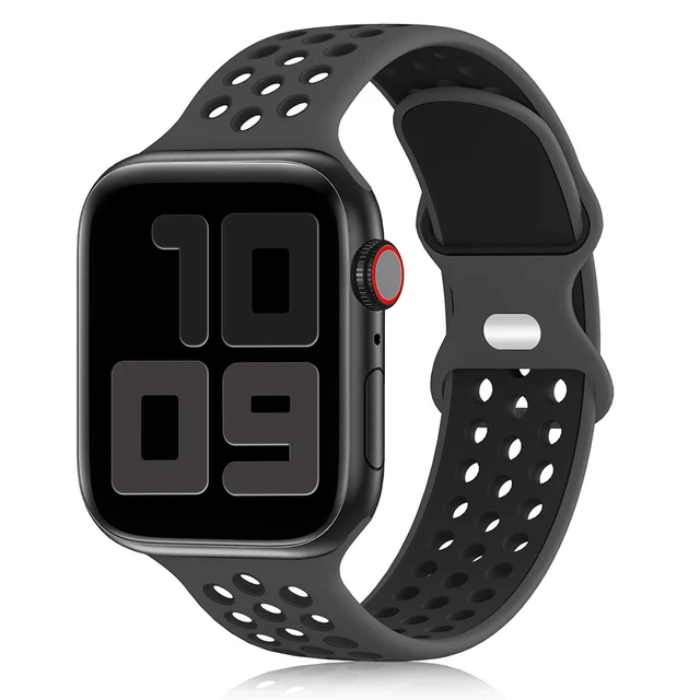 Sport Strap For Apple Watch Band 6 SE 5 4 44mm 40mm Silicone Breathable Belt Bracelet to iWatch Watchband Series 54321 38mm 42mm 15 gray black