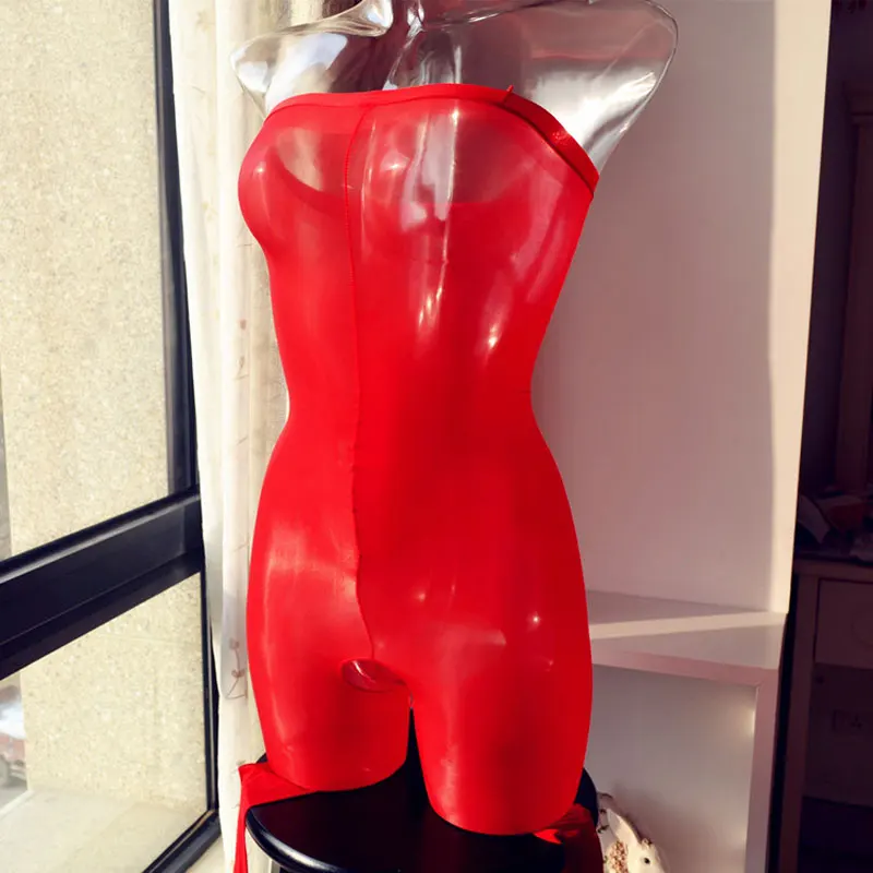 Сексуальные женщины 8D открытая промежность Сияющий формирующий бодихол блестящие глянцевые масляные чулки колготки с завышенной талией сексуальное дамское белье колготки F20 - Цвет: Красный