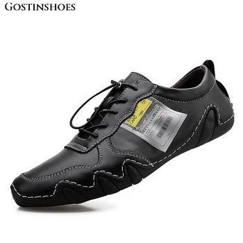 

Mocassin Homme Moccasins Men Loafers Full Grain Leather KPOCCOBKN Shoes Casual Low Top Leather Shoes Genuine Leather