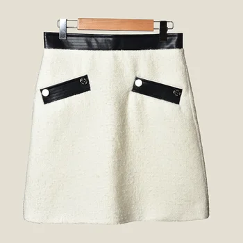 

Women Skirt 19 Autumn and Winter New Small Fragrance Hit Color Stitching Slim Ladies Skirt