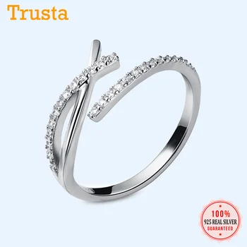 

Trustdavis Genuine Fashion 925 Sterling Silver Sweet Twinkling CZ Cross Opening Finger Ring For Women Fine Jewelry Gift DA590