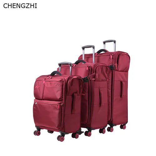 a set of 3 CHENGZHI 2" 24" 28 дюймов ультра-светильник дорожный костюм Чехол Оксфорд багаж на колёсиках набор женский чехол для посадки на колесиках для мужчин чемодан на колесиках - Цвет: a set of 3