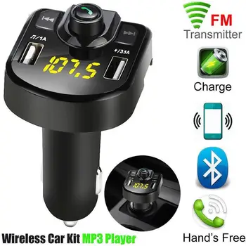 

1PC USB Car Charger 3.1A 1A USB FM Transmitter Phone Mp3 Music Player LED Display 4.1a Handsfree Bluetooth Car Kit Dual
