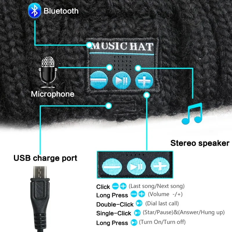 Наушники Bluetooth Beanie для мужчин и женщин, музыкальная шапка, супер длинные Игровые наушники с микрофоном, акриловый материал