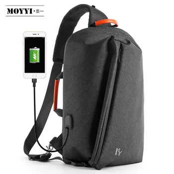 

MOYYI High Quality Men Crossbody Bags USB Charging Chest Pack Male Water Repellent Shoulder Bag Travel Messengers Bag