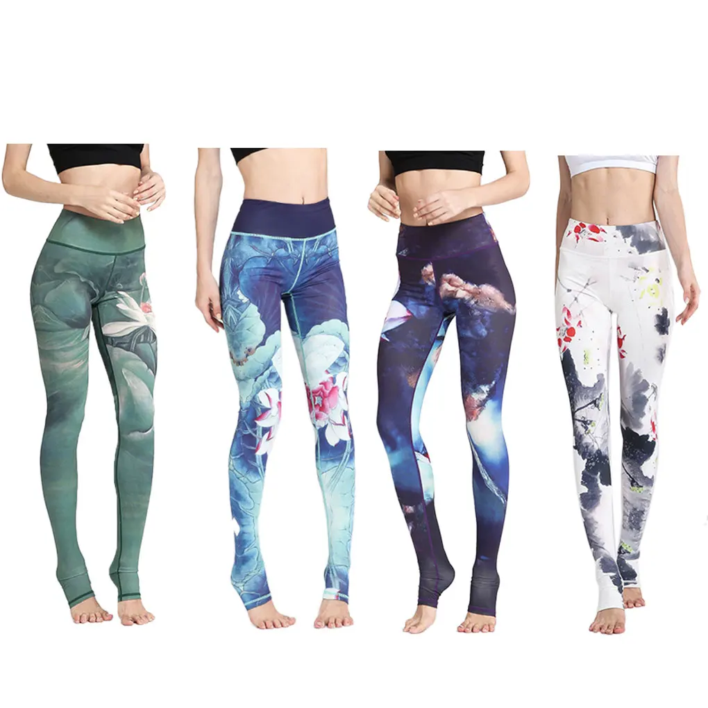 

Women Ink Printed Sports Yoga Pants Floral Leggings Running Fitness Trousers