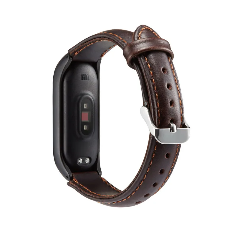 Genuine Leather Strap For Xiaomi Mi Band 3 4 Smart accessories Wrist Strap With Metal Case Cover For Xiaomi Mi Band 4 Wristbands