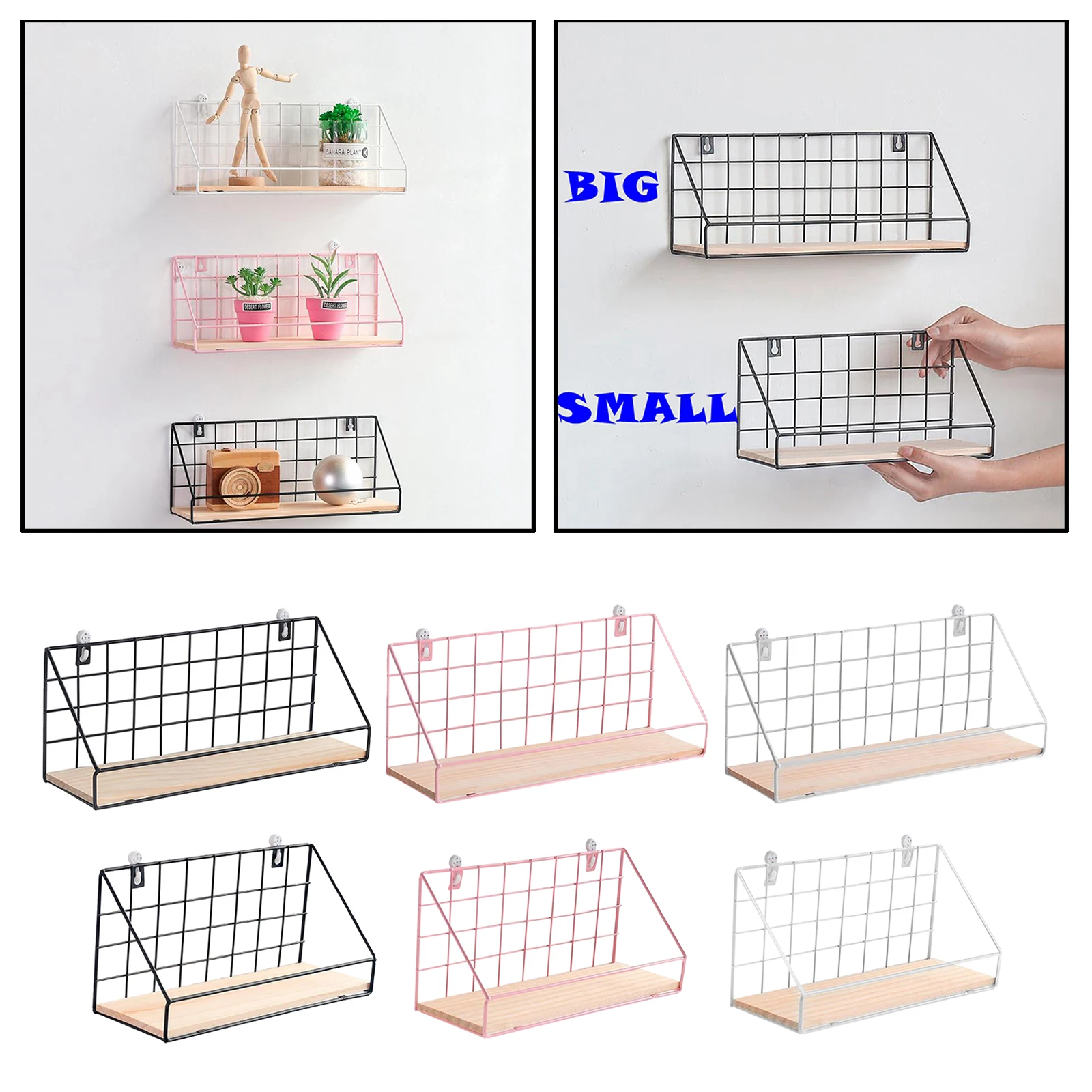 Nordic Wall Decoration Storage Shelf Vintage Metal Iron Wire Frame Storage Rack Decorative Wall Shelves