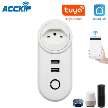 

ACCKIP Switzerland Standard Multi-Function Travel Smart Adapter Plug International Swiss Smart Plug USB Tuya APP Remote Control