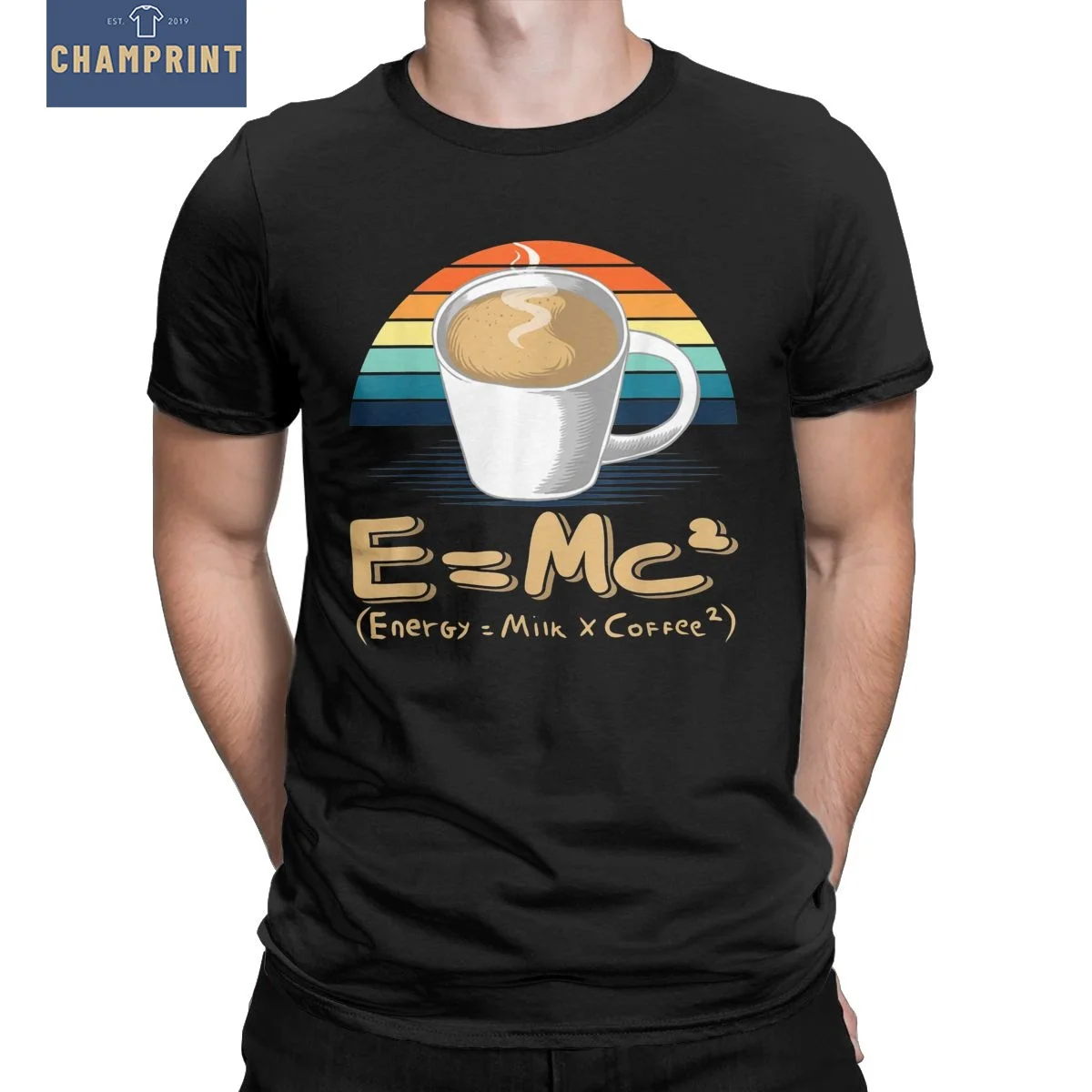 Для мужчин E = mc2 Energy молочный X Кофе 2 квадрат математические уравнения футболки