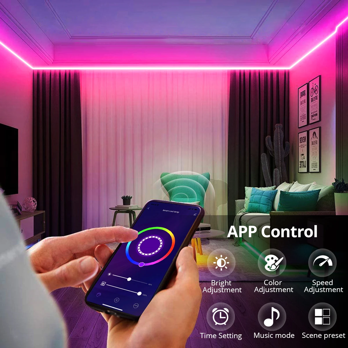 Ruban LED multicolore SmartLife, 5 m, Wi-Fi, Android/iOS, IP65